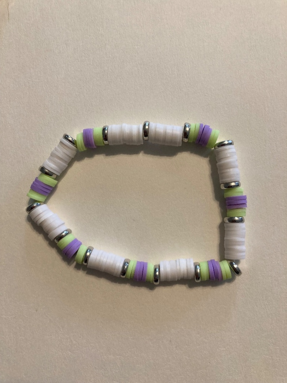 Green, White, Purple Pre-Stretched Bracelet Set - 6.5” - Picture 5 of 6